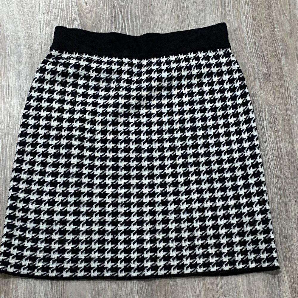 Kenar Wool Houndstooth Academia Work Preppy Heritage Y2K Straight Mini Skirt S